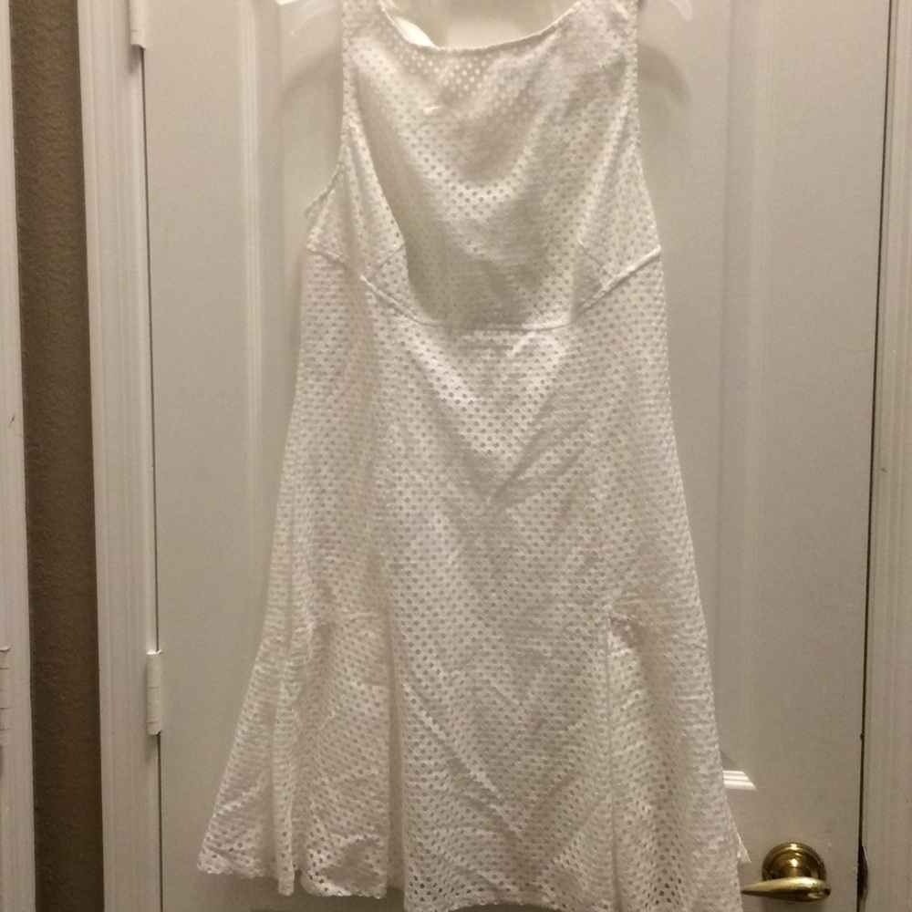 Chaps White Eyelet Midi Dress